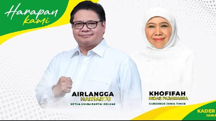 Baliho Airlangga-Khofifah Bertebaran di Surabaya, Sinyal Duet?