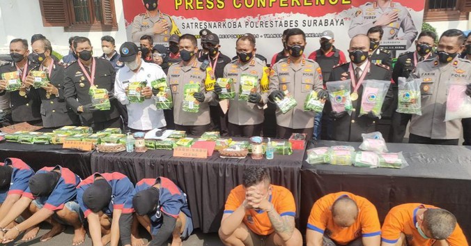 Polrestabes Surabaya Sita 90,7 Kg Sabu-Sabu Jaringan Internasional
