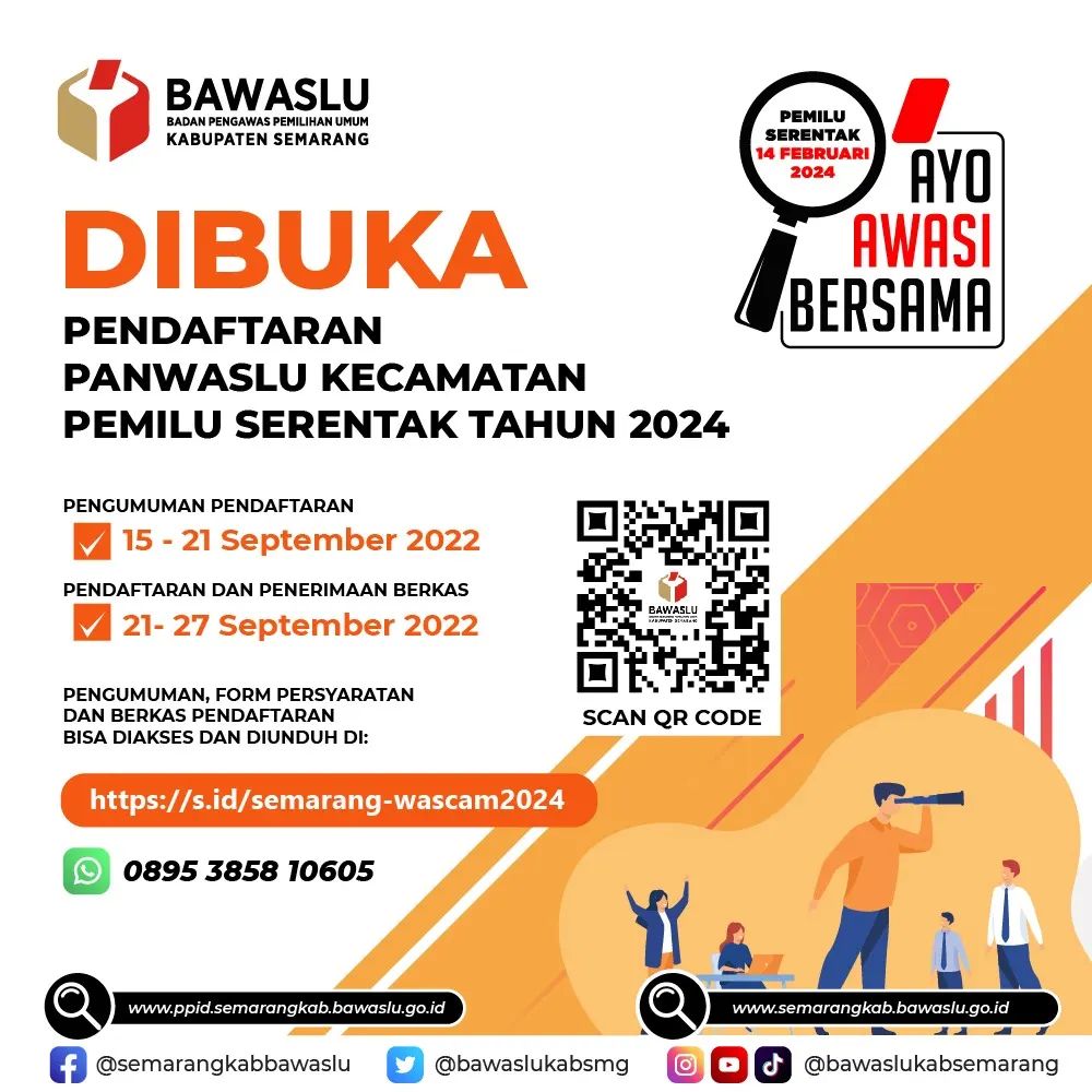 Dibuka Pendaftaran Panwaslu Kecamatan Untuk Pemilu Serentak Tahun 2024 di Semarang