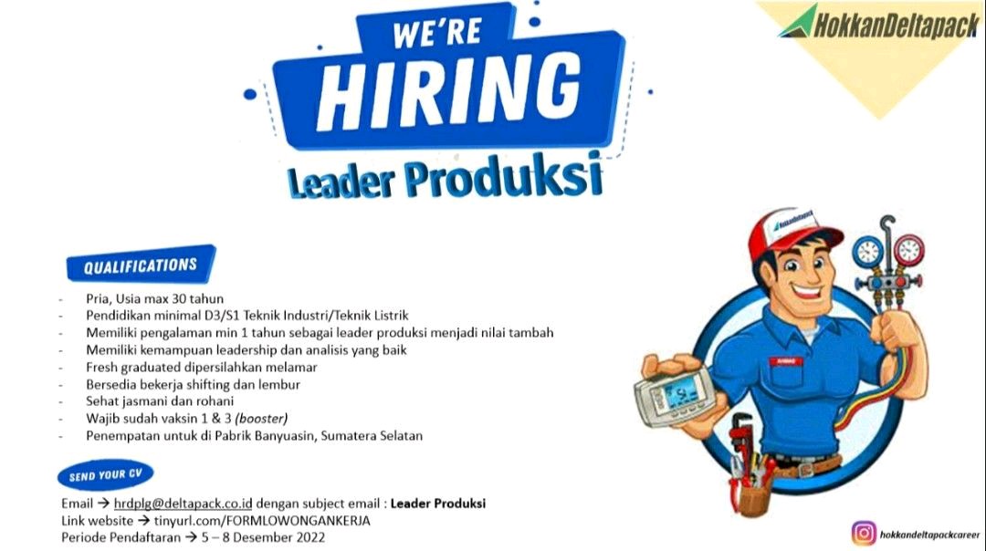 PT Hokkan Deltapack Industri Lagi Buka Loker Loh, Jangan Sampai Terlewat!