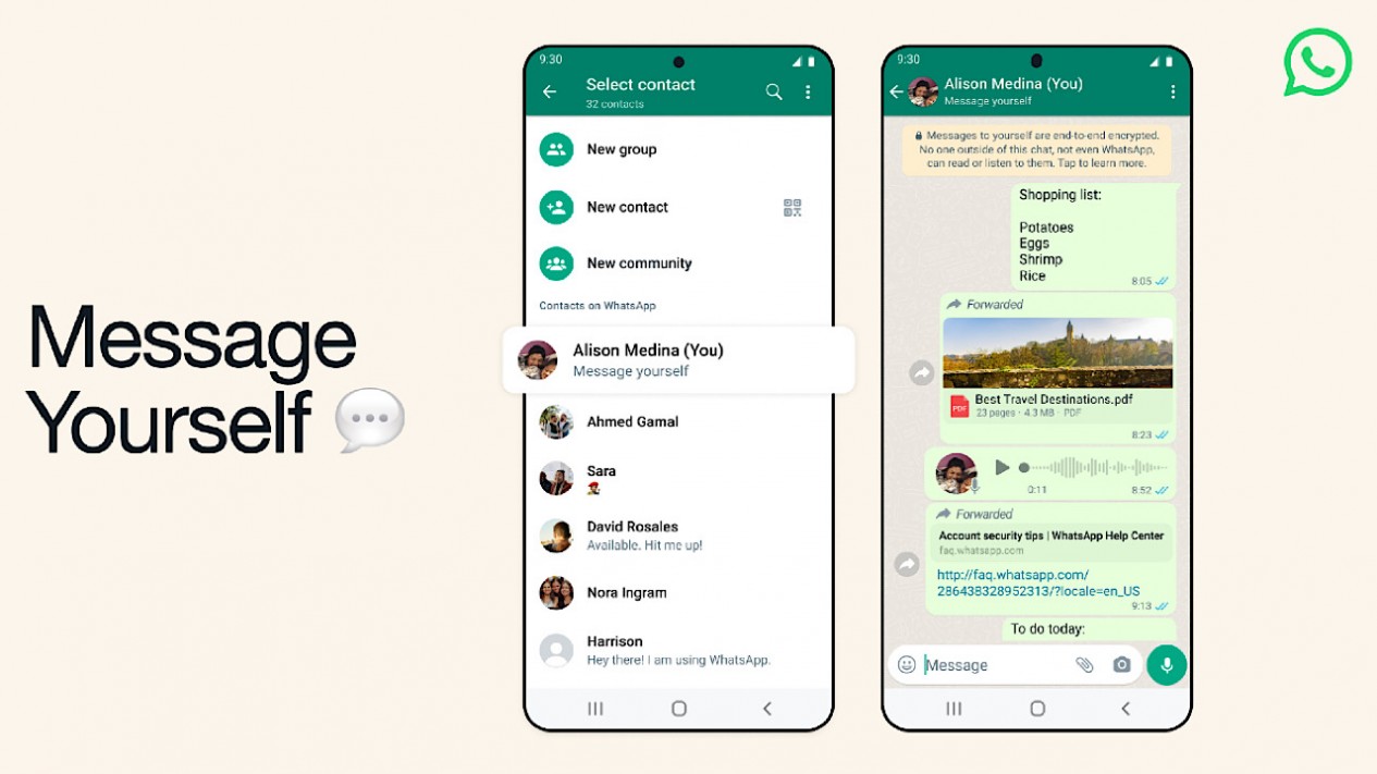 WhatsApp Luncurkan Fitur Baru, Bisa Kirim Pesan ke Diri Sendiri