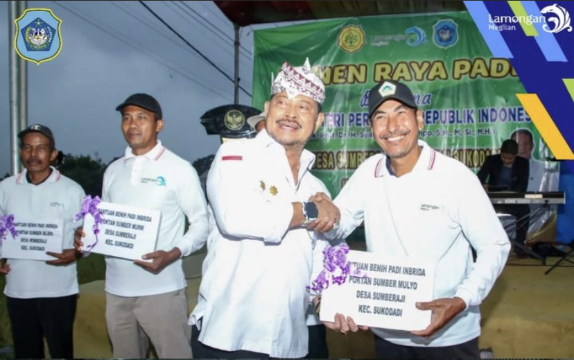 Lamongan Jadi Lumbung Padi Jatim, Pak Yes dan Menteri Pertanian Panen Raya Bersama