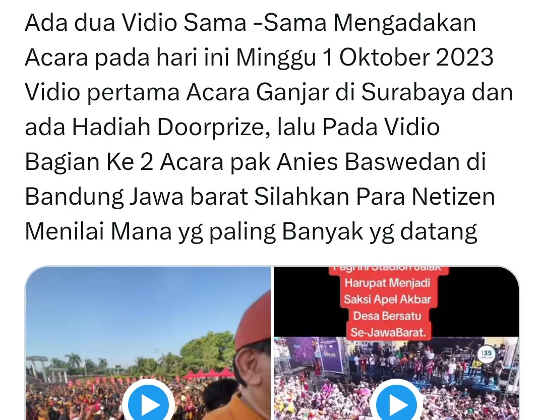 Bandingkan Massa Acara Dua Bacapres, Ternyata Anies Lebih Banyak