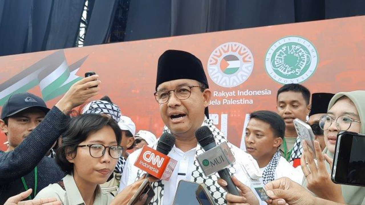 Anies Berikan Semangat Membara untuk Massa Aksi Bela Palestina di Monas Jakarta!