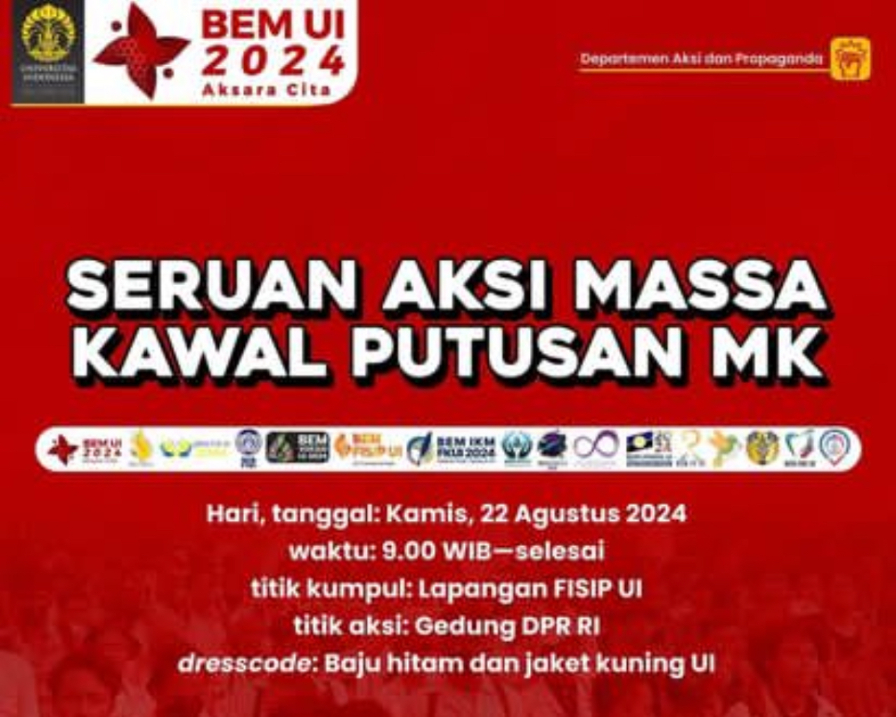 Mengawal Putusan MK, BEM UI Serentak Akan Turun ke Jalan!